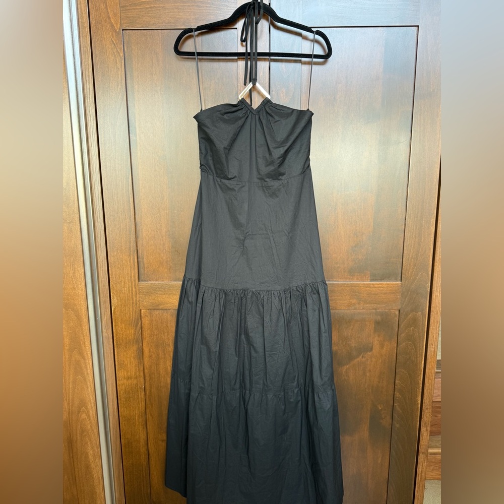 ⚜️Aqua Bloomingdale’s Black Halter Maxi Dress with Metal accent. NWT ⚜️ - Picture 3 of 13